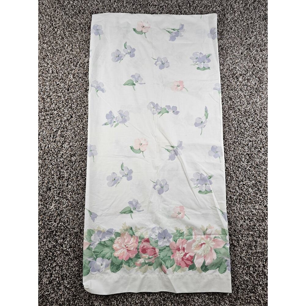 Vtg Stevens & Co King Size Pillowcase White Pink Green Floral Cottagecore